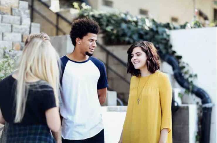 Man looking at Women in yellow dress