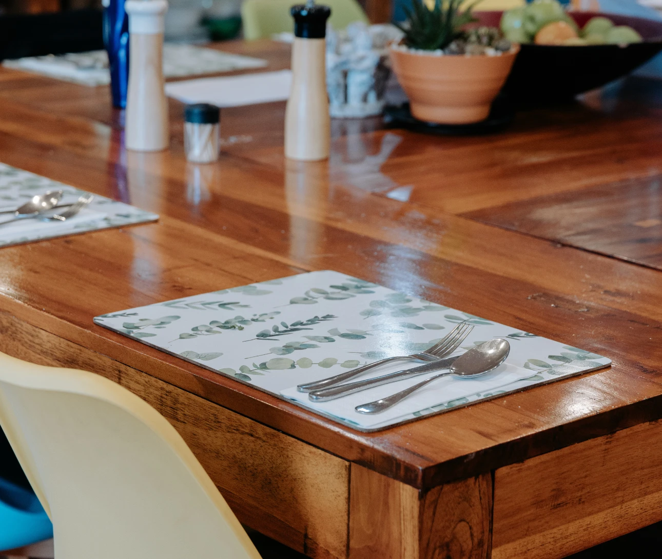 Close up of a dining room table